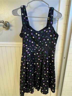 Black Sleeveless Midi Dress with Multicolor Tree Print